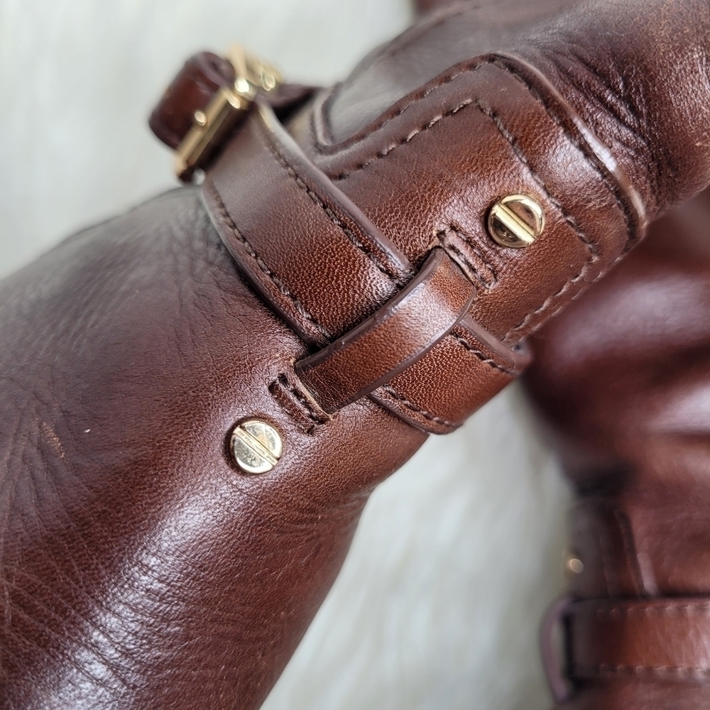 Tory Burch Brown Leather Logo Boots - Picture 6 of 13